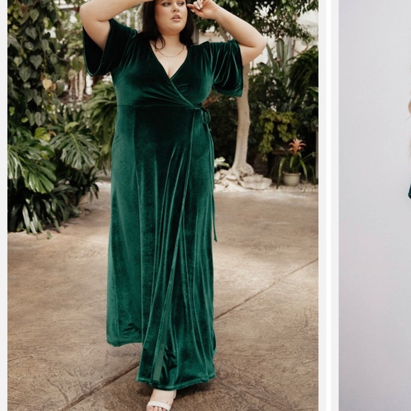 Baltic Born Meghan Velvet Wrap Maxi Dress Deep Green Size 3XL - Picture 9 of 10